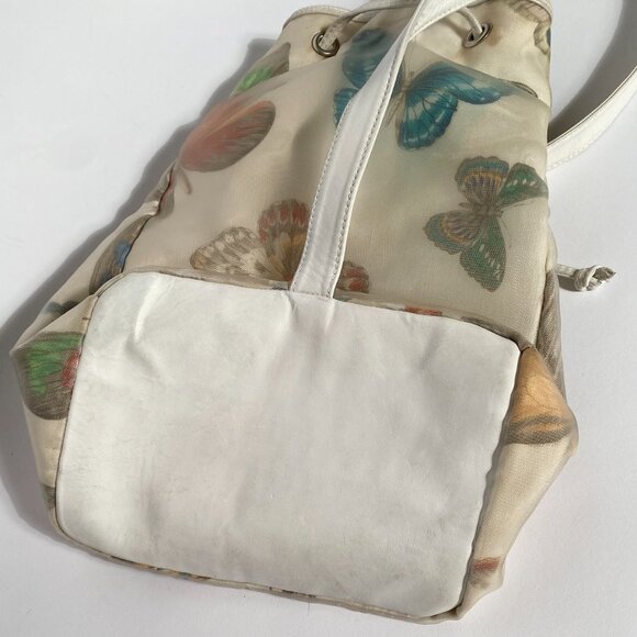 Vintage 90s Nordstrom BUTTERFLY Mesh & Leather Backpack, made in Italy - Picture 9 of 15